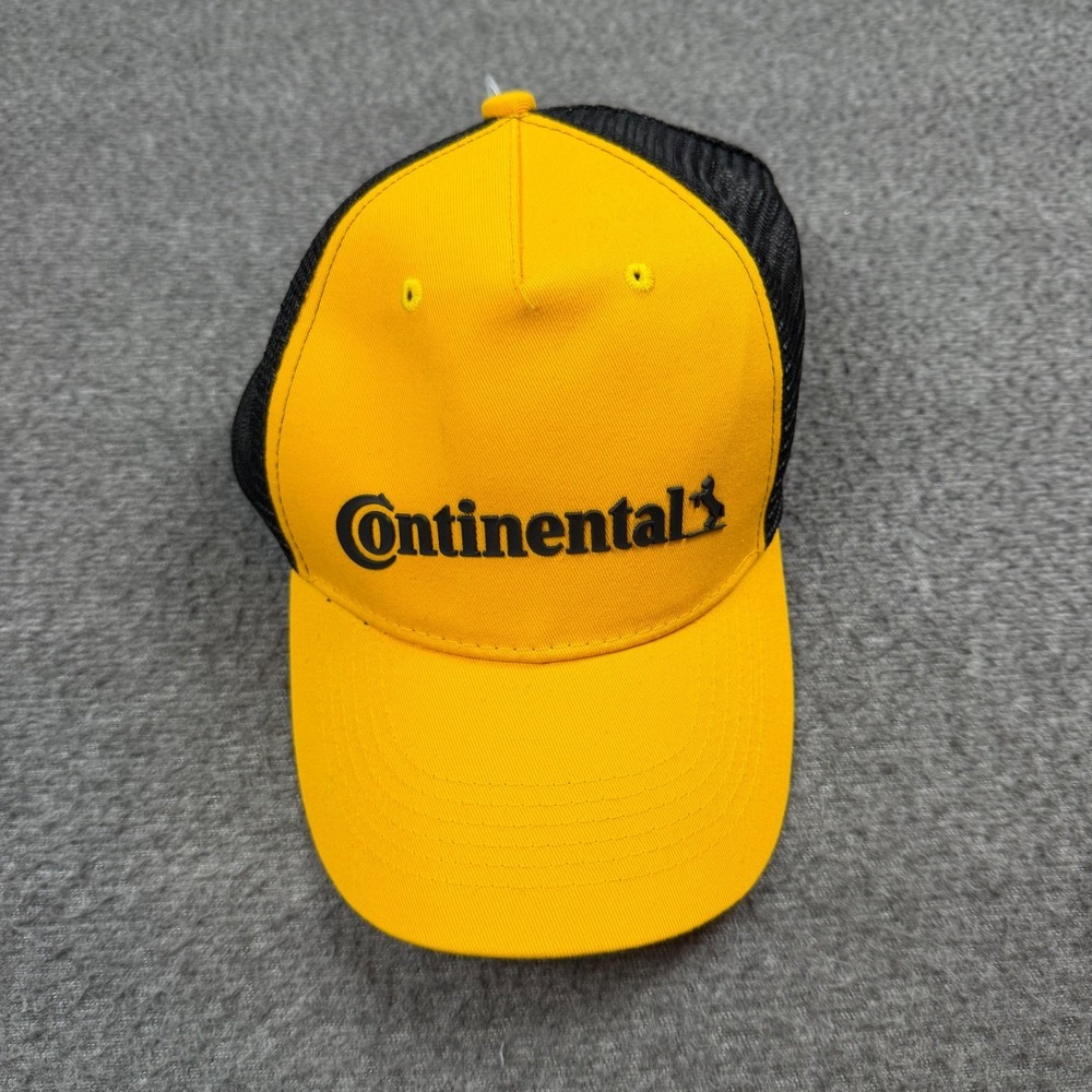 Continental Trucker Hat Mens OSFA Yellow Black Mesh Back Logo Adjustable Cap